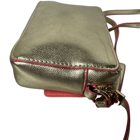 Lilly Pulitzer Metallic Gold Crossbody Bag With Pink Trim - Picture 8 of 16
